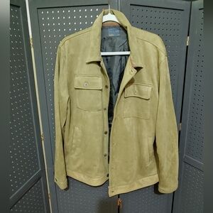 Men's Olive Faux Suede Shirt Jacket